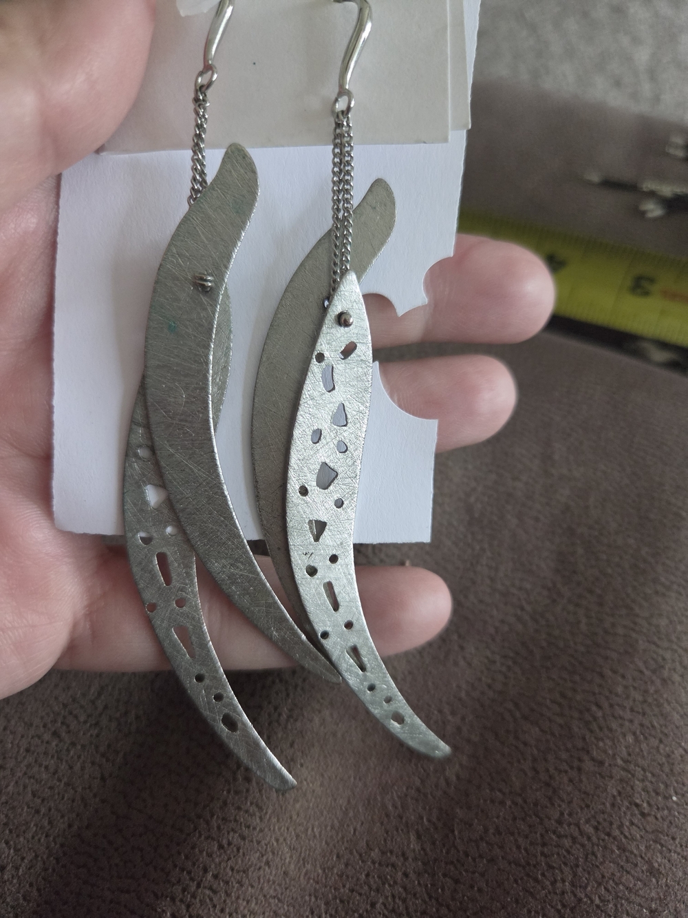 Stanley Silver-tone Curved Cutout Dangle Earrings